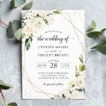 Convite Greenery White Floral Gold Geometric Wedding<br><div class="desc">*** See Matching Items: https://zazzle.com/collections/119025318323280662 *** ||| Greenery White Floral Gold Geometric Wedding Invitation. (1) For further customization, please click the "customize further" link and use our design tool to modify this template. (2) If you prefer Thicker papers / Matte Finish, you may consider to choose the Matte Paper Type....</div>