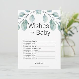 Convite Greenery Wishes for Baby Shower Game