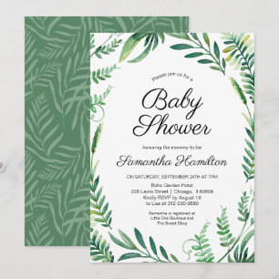 Convite Greenery Wreath Modern Botânica Chá de fraldas