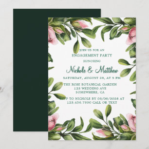 Convite Greenery Wreath Rosa Rosa Festa de noivado