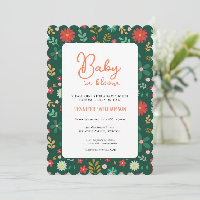 Convite Greenn Botanical Baby Shower invitation (Em pé/Frente)