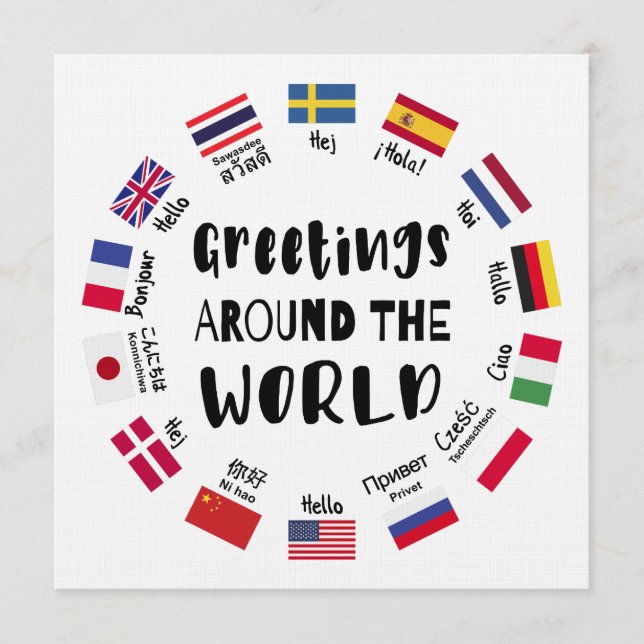 Convite Greetings around the world, Hello in all languages (Frente)