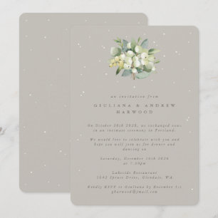 Convite Greige Snowberry+Eucalyptus Recepção de casamento