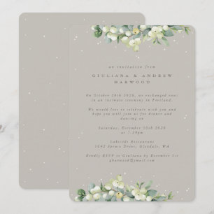 Convite Greige Snowberry+Eucalyptus Recepção de casamento