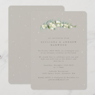 Convite Greige Snowberry+Eucalyptus Recepção de casamento