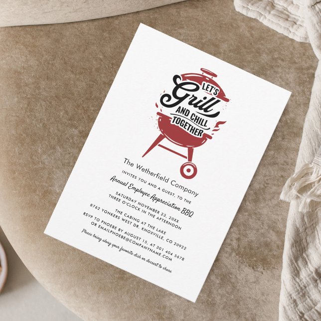 Convite Grelha e Enchimento do CHURRASCO de Apreciação do  (Grill BBQ Employee Appreciation Summer Party Invitation)