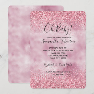Convite Grelha Glitter Girly Pink
