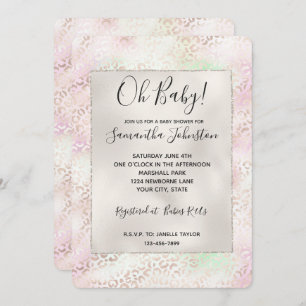 Convite Grelha Grelha, Dourada, cor-de-rosa, Ombre Leoaprd