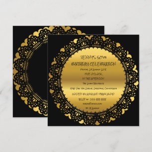 Convite Grelha Preta do Ouro de Festa de aniversário Surp