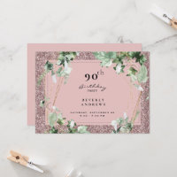 Grelha-Rosa Elegante com Festa de aniversário 90