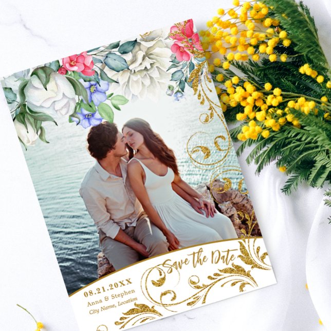 Convite Grelhas De Glitter Douradas Falhas De Botânicos Sa (Criador carregado)