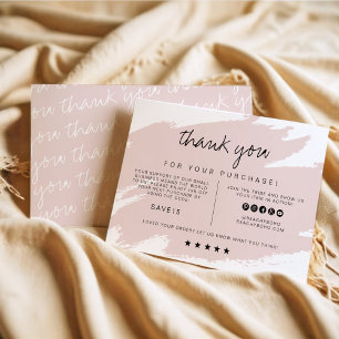Convite GRETCHEN Blush Smudge Small Business Obrigado