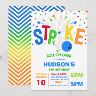 Convite Greve de Festa de aniversário de Boliches de Convi