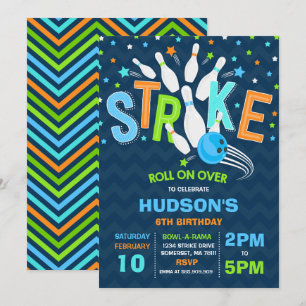 Convite Greve de Festa de aniversário de Boliches de Convi