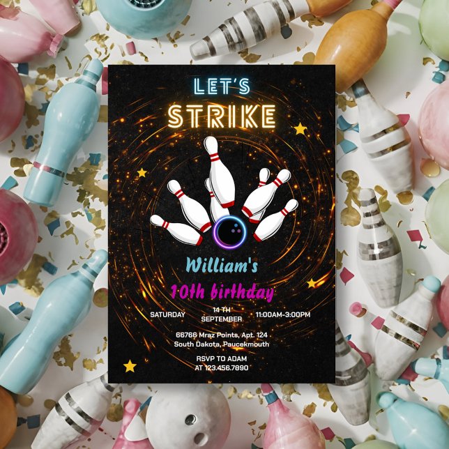 Convite Greve legal Boliche esportiva azul 10º aniversário (Criador carregado)