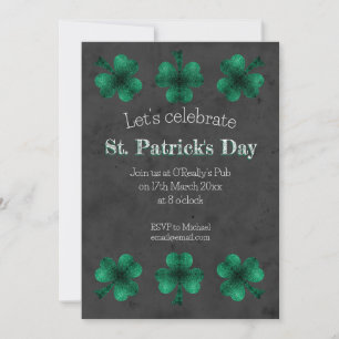 Convite Greve Sparkle Shamrock Rua Patrick Day