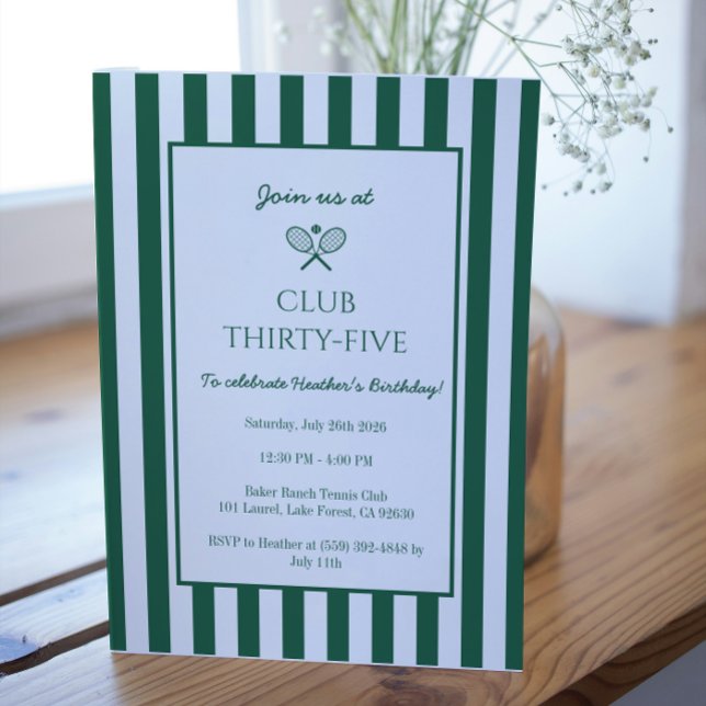 Convite Greve Verde do Clube Tênis Festa de aniversário (Criador carregado)