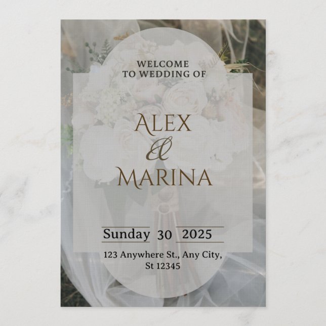 Convite Grey And Brown Elegant Wedding Invitation (Frente)