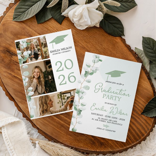 Convite Grey Toile de Jouy Graduation Invitation (Criador carregado)