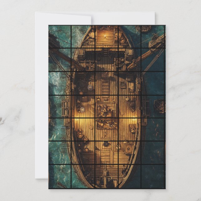 Convite Gridmap de Papel de Entrega 5x7 (Frente)