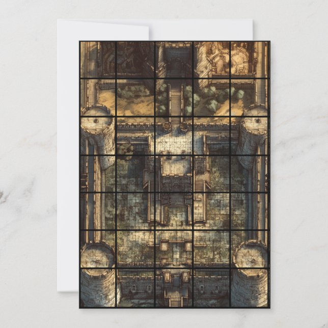 Convite Gridmap de Papel Fortaleza 5x7 (Frente)