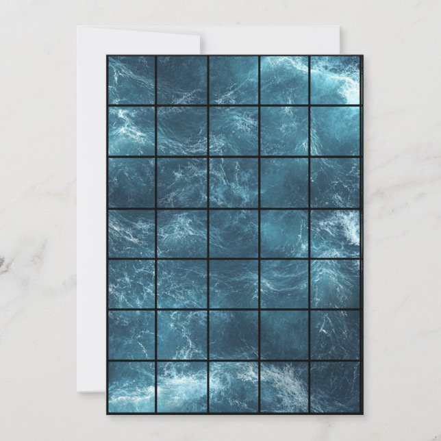 Convite Gridmap de Papel Oceano 5x7 (Frente)