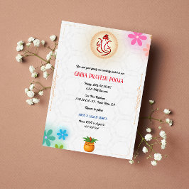 Convite Griha Pravesh, Indígena Hindu, Floral