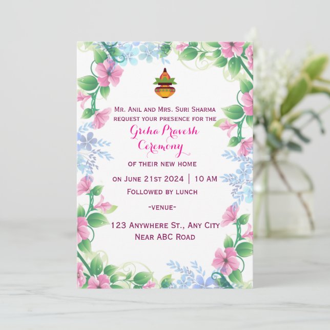 Convite Grihapravesh (Em pé/Frente)