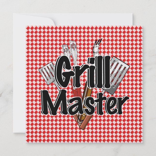 Convite Grill Master com Ferramentas de CHURRASCO e Mesa d (Frente)