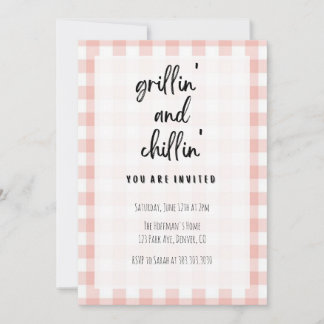 Convite Grillin' e Chillin' Gingham CHURRASCO Invitation