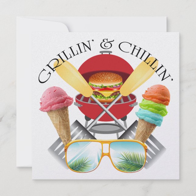 Convite Grillin' e Chillin' Invitation (Frente)