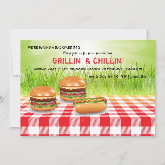 Convite Grillin' e Chillin' Invitation (Frente)