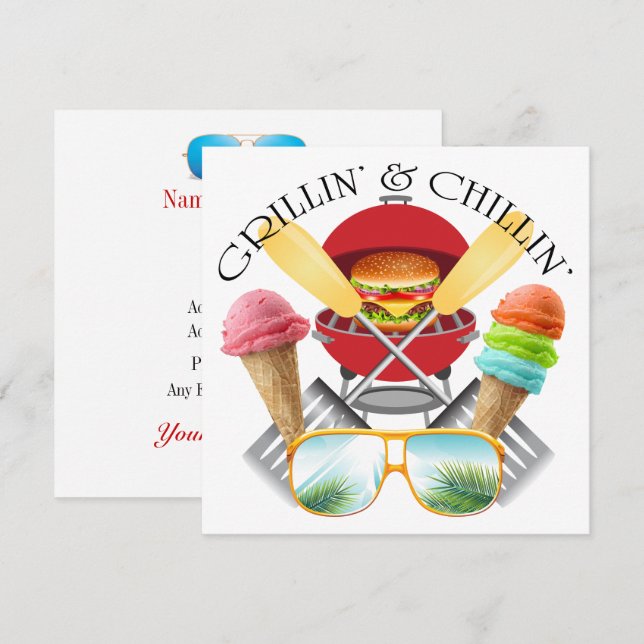 Convite Grillin' e Chillin' Invitation (Frente/Verso)