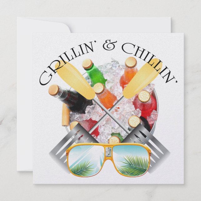 Convite Grillin' e Chillin' Invitation (Frente)