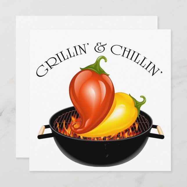 Convite Grillin' e Chillin' Invitation (Frente/Verso)