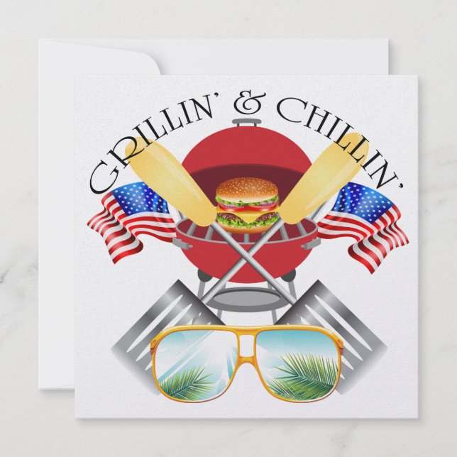 Convite Grillin' e Chillin' Patriotic (Frente)