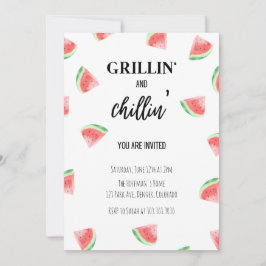 Convite Grillin' e Chillin' Watermelon CHURRASCO Invitatio