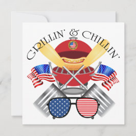 Convite Grillin' e Chillin'Patriotic Cookout Invitation