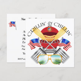 Convite Grillin' e Chillin'Patriotic Cookout Invitation