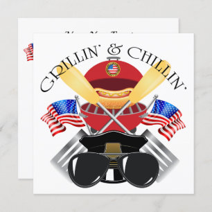 Convite Grillin' e Chillin'Patriotic Cookout Invitation
