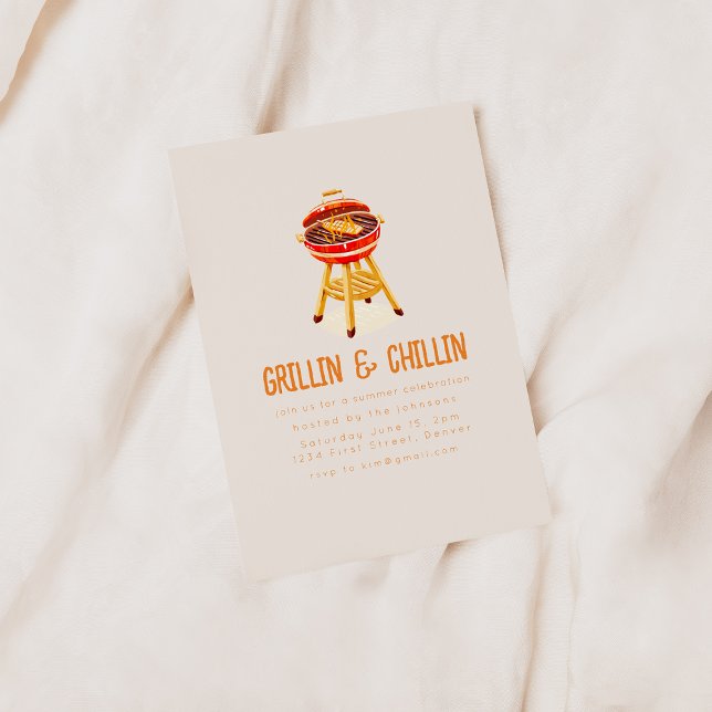 Convite Grillin e CHURRASCO de quintal de Verão para refri (Criador carregado)