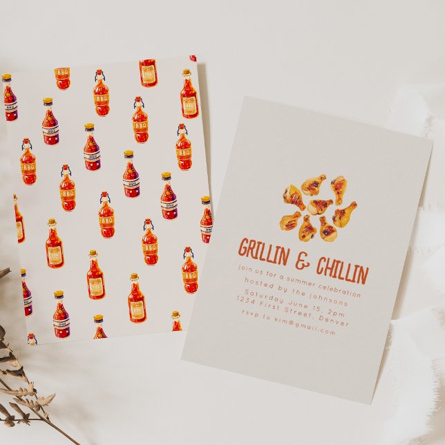 Convite Grillin e CHURRASCO de quintal de Verão para refri (Criador carregado)