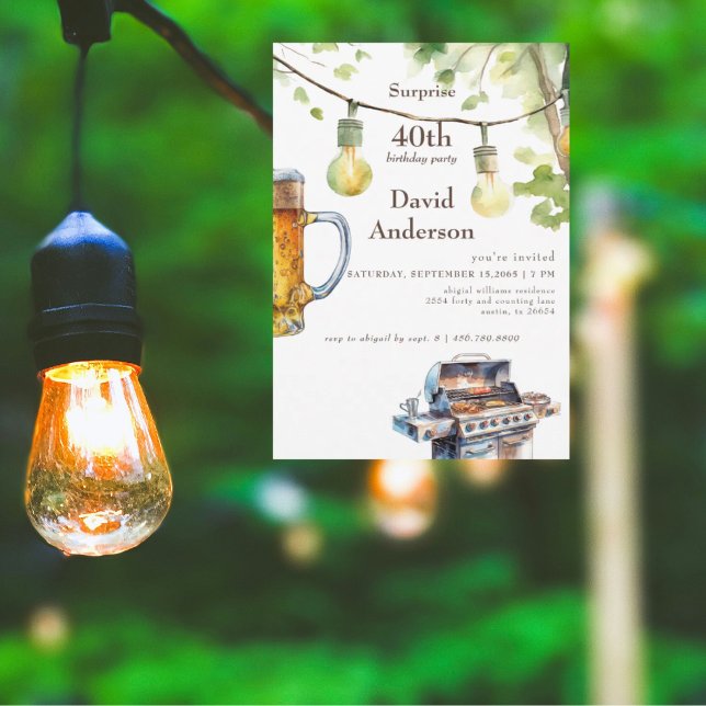 Convite Grilling Surprise 40th Birthday Party (Criador carregado)