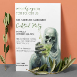 Convite Grim Reaper Cocktail Halloween Party Watercolor