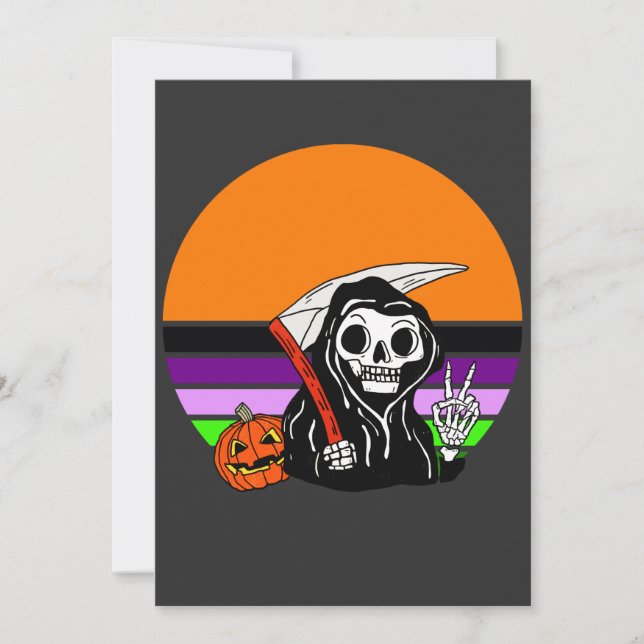 Convite Grim Reaper - Halloween Sunset Jack O'Lantern (Frente)