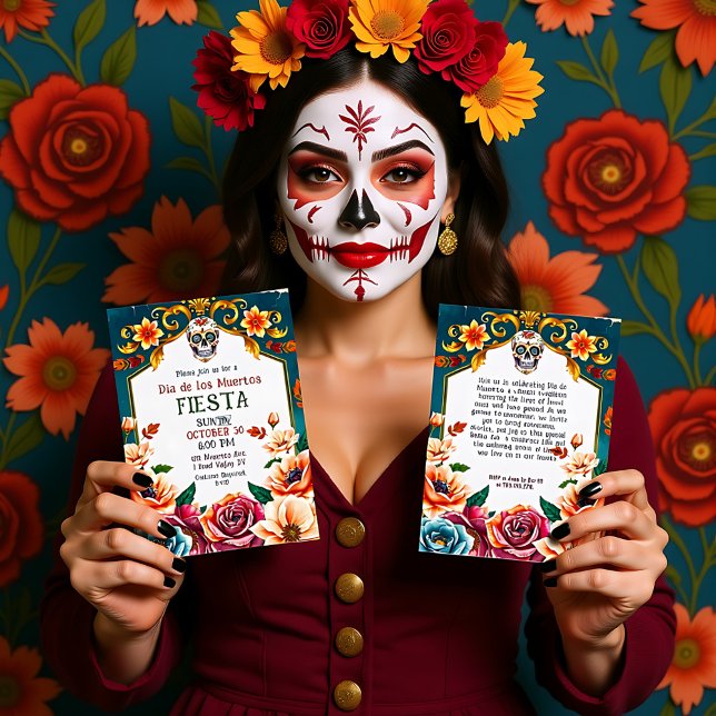 Convite 💀🎉Grin and Garlanda (Grin and Garlanda Invitation, customizable text on both sides)