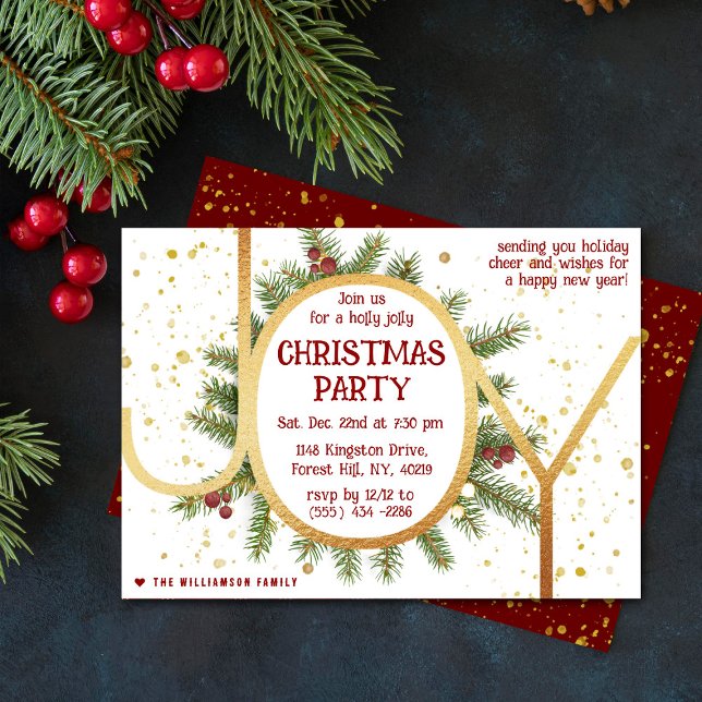 Convite Grinalda de Galhos de Pinheiro Trendy Joy Natal Fe (Criador carregado)