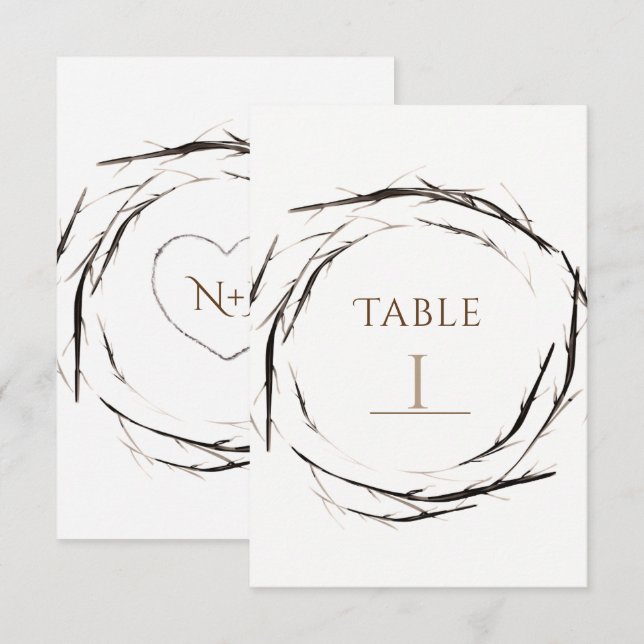 Convite Grinalda de Galhos Gravetos Ramos Rústicos Número  (Frente/Verso)