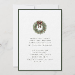 Convite Grinalda de Natal em Aquarela Elegante com Laço Xa