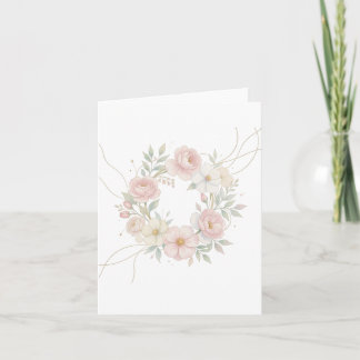 Convite Grinalda Floral Pastel Rosa Elegante Design Botâni